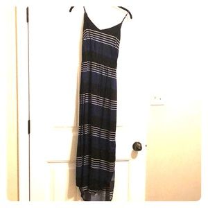 Navy, black, white maxi dress